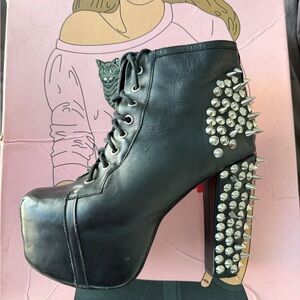 Jeffrey Campbell Black Leather Studded Lita Size 8 GREAT condition!